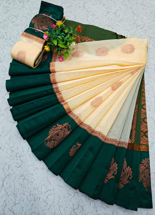 Uppada Kotanji Contrast Border Silk Cotton Sarees