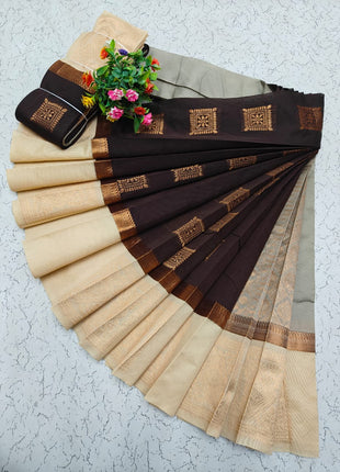 Uppada Kotanji Contrast Border Silk Cotton Sarees