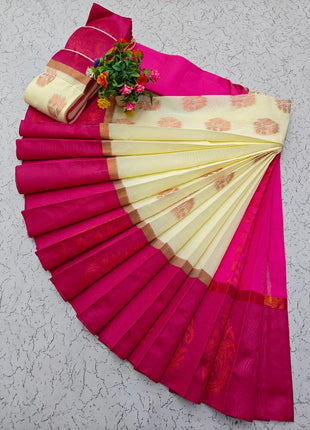 Uppada Kotanji Contrast Border Silk Cotton Sarees