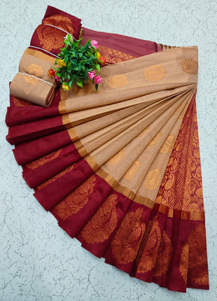 Uppada Kotanji Contrast Border Silk Cotton Sarees