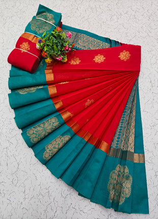 Uppada Kotanji Contrast Border Silk Cotton Sarees