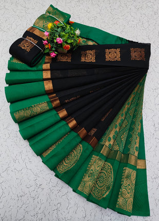 Uppada Kotanji Contrast Border Silk Cotton Sarees