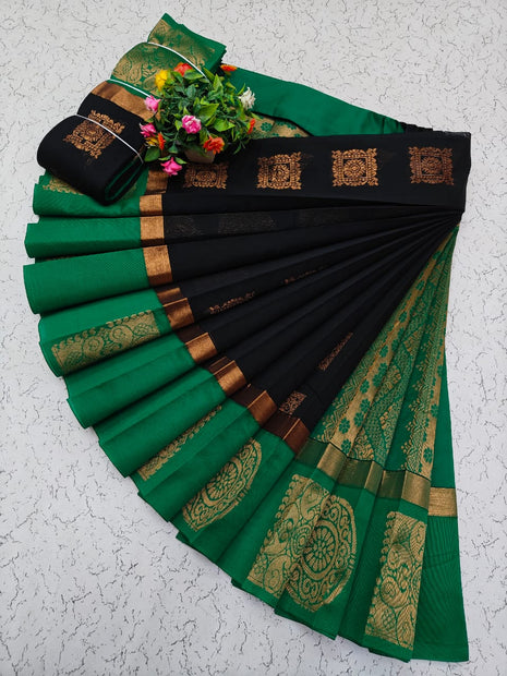 Uppada Kotanji Contrast Border Silk Cotton Sarees