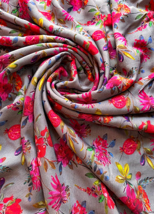 Grey With Floral Prints