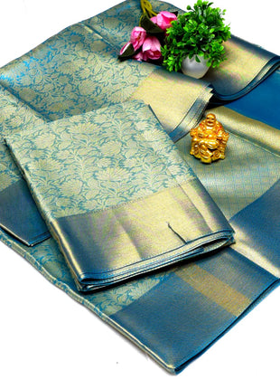 Luna Kanchipuram Tissue Silk Saree - LTS94 Teal Green