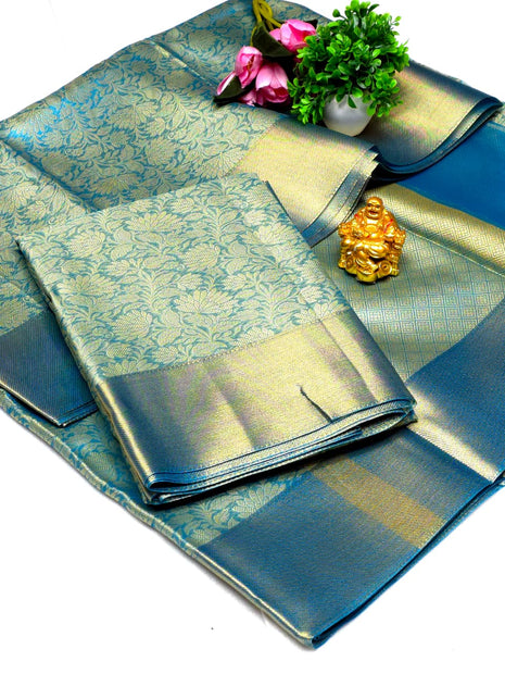 Luna Kanchipuram Tissue Silk Saree - LTS94 Teal Green