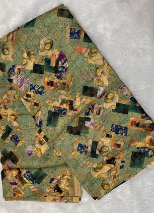 Handloom Floral Linen Soft Silk Cotton Saree - LTS113 Light Olive Green