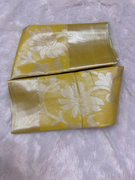 Tissue Kota Jari Model Sarees - LTS17 Mustard Yellow