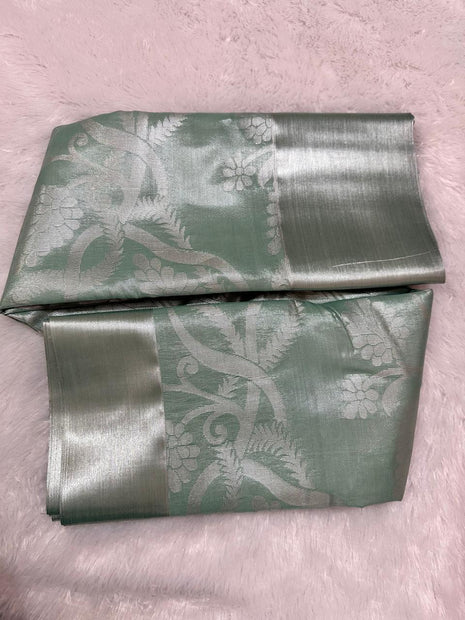 Tissue Kota Jari Model Sarees - LTS04 Light Pastel Green