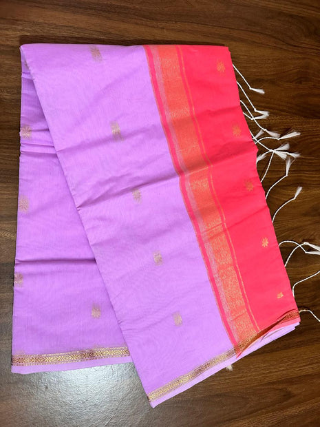 Luna Silk Cotton Saree - LTS60 Lavender & Pink