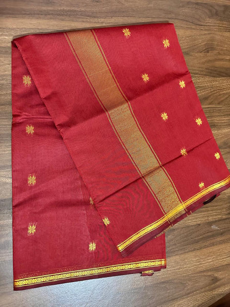 Luna Silk Cotton Sarees - LTS77 Dark Red