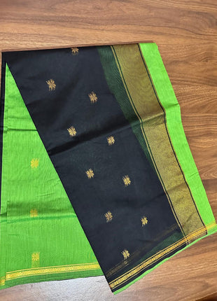 Luna Silk Cotton Sarees - LTS75 Green & Black