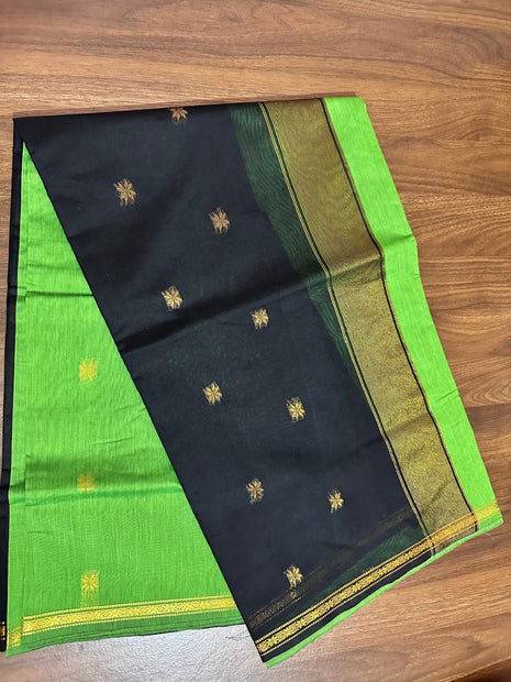 Luna Silk Cotton Sarees - LTS75 Green & Black