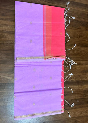 Luna Silk Cotton Saree - LTS60 Lavender & Pink
