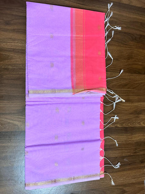 Luna Silk Cotton Saree - LTS60 Lavender & Pink