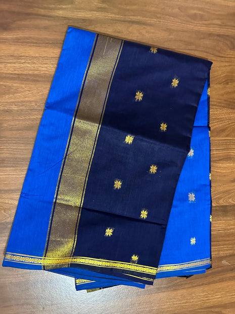 Luna Silk Cotton Sarees - LTS72 Royal Blue & Blue