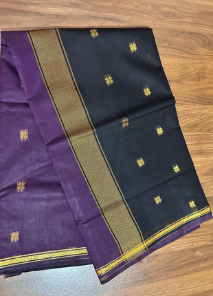 Luna Silk Cotton Sarees - LTS66 Purple & Black
