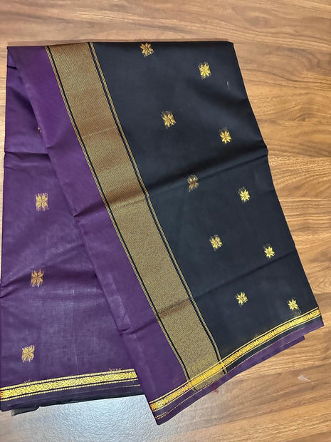Luna Silk Cotton Sarees - LTS66 Purple & Black