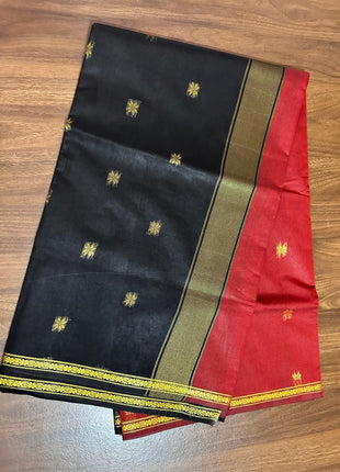 Luna Silk Cotton Sarees - LTS76 Maroon & Black