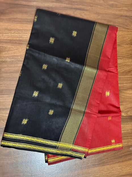 Luna Silk Cotton Sarees - LTS76 Maroon & Black