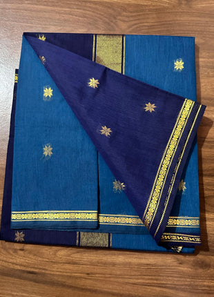 Luna Silk Cotton Sarees - LTS72 Royal Blue & Blue
