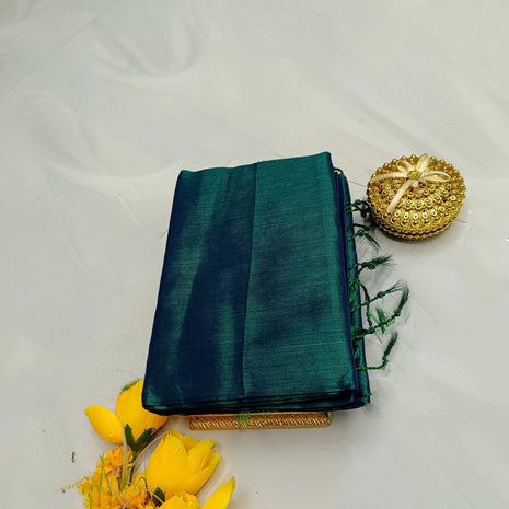 Premium Quality Raga Tissue  Soft Silk Saree - LTS151  Dual-tone blue and green