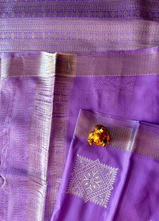 Kanchipuram Handloom Soft Silk Saree - LTS122 Lavender & Silver