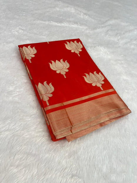 Lotus Glow Saree Red