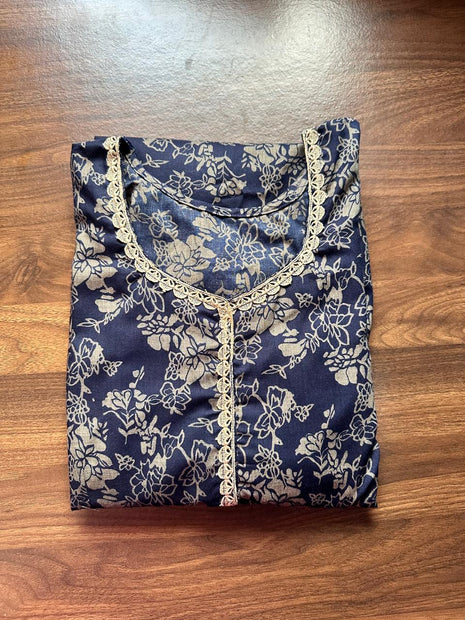 Navyblue With Floral Prints - LTC31