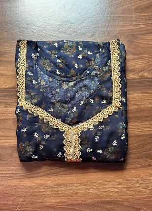 Dark Navyblue With Floral Prints - LTC30