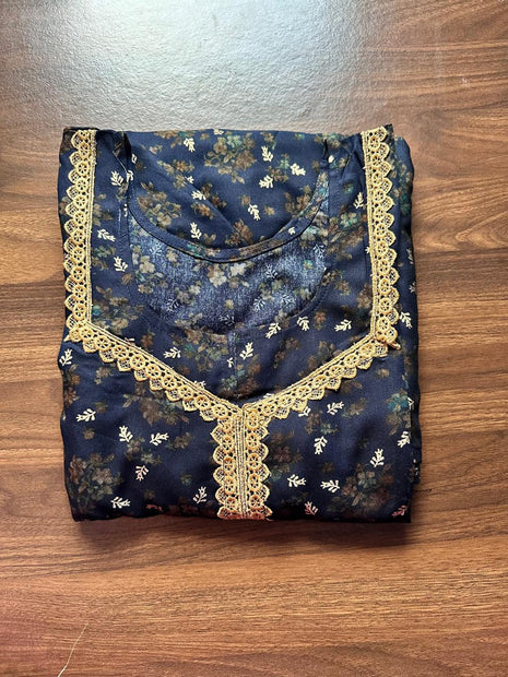 Dark Navyblue With Floral Prints - LTC30