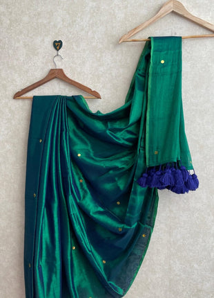 Premium Quality Raga Tissue Soft Silk Saree -  LTS142 Green & Teal Mix