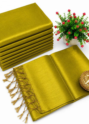 Premium Quality Raga Tissue  Soft Silk Saree - LTS157  Mustard Yellow