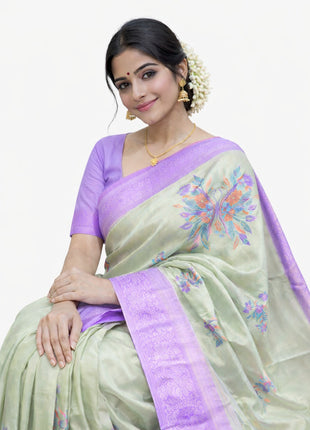Elite Kupera Korvai Elite Bridal Rapier Fancy Lightweight Silk Sarees - LTS91 Green & Lavender