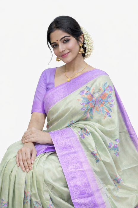 Elite Kupera Korvai Elite Bridal Rapier Fancy Lightweight Silk Sarees - LTS91 Green & Lavender