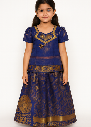 Royal Blue With Gold - Soft Silk Cotton