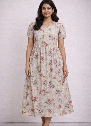 Beige With Floral Prints - LTC29